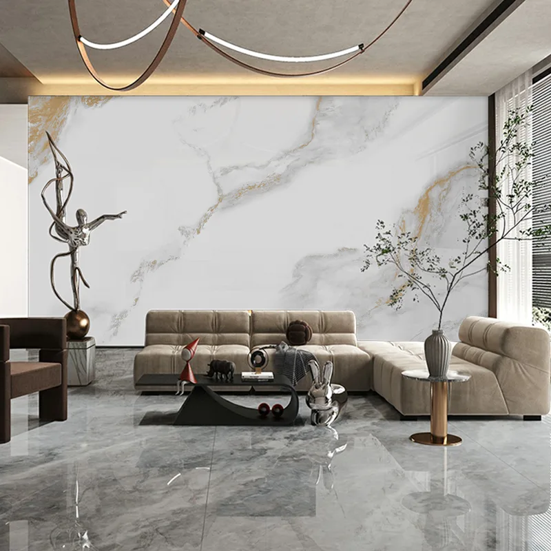 Jazz White နှင့် Fish Belly White Marble Texture Background Wall Panel